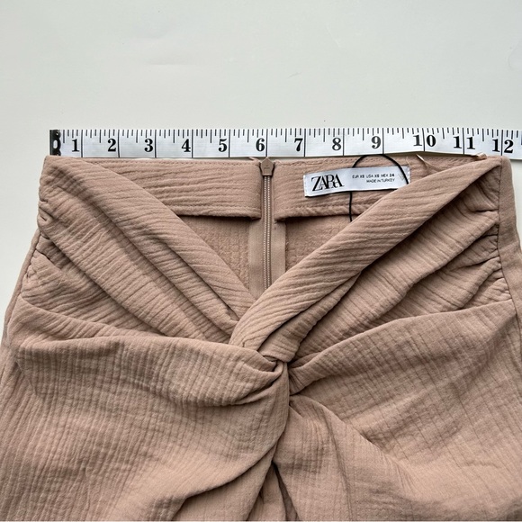 ZARA PIN HIGH-WAIST TEXTURED MIDI SKIRT WITH KNOT - Picture 7 of 7